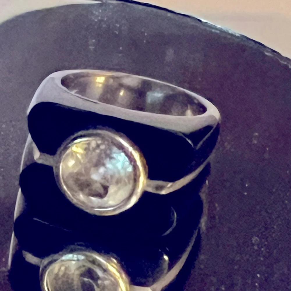 Chic Black onyx cz ring‎ set in sterling silver size 7